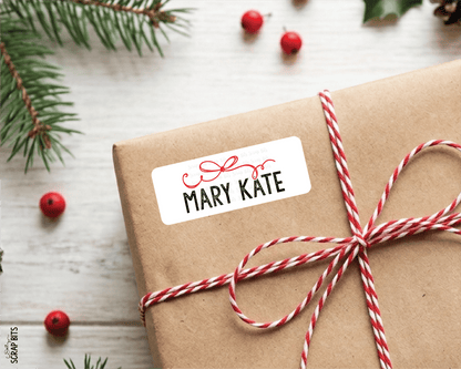 Signature Bow Name Labels, Personalized Christmas Gift Stickers - Scrap Bits