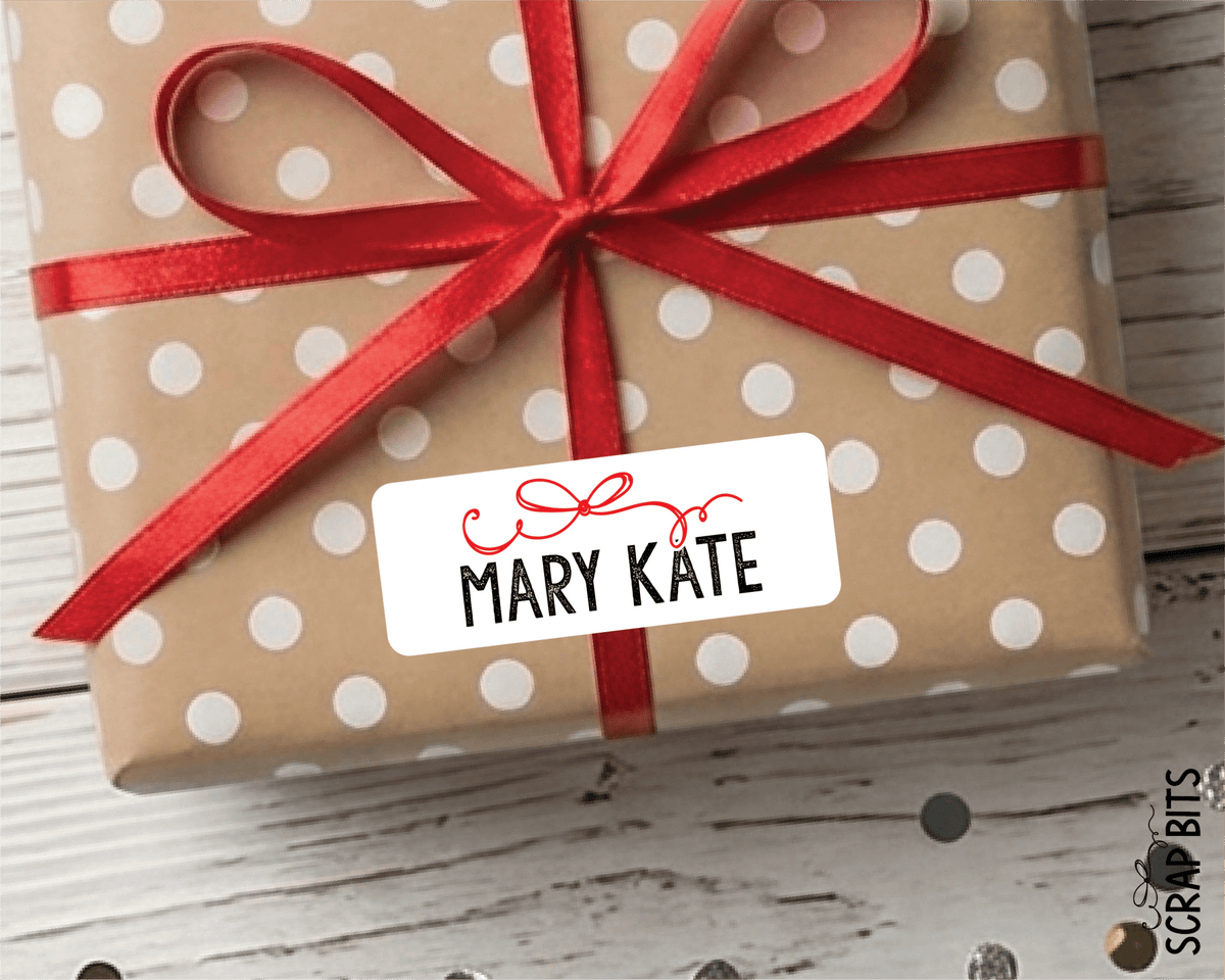 Signature Bow Name Labels, Personalized Christmas Gift Stickers - Scrap Bits
