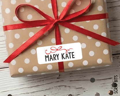 Signature Bow Name Labels, Personalized Christmas Gift Stickers - Scrap Bits