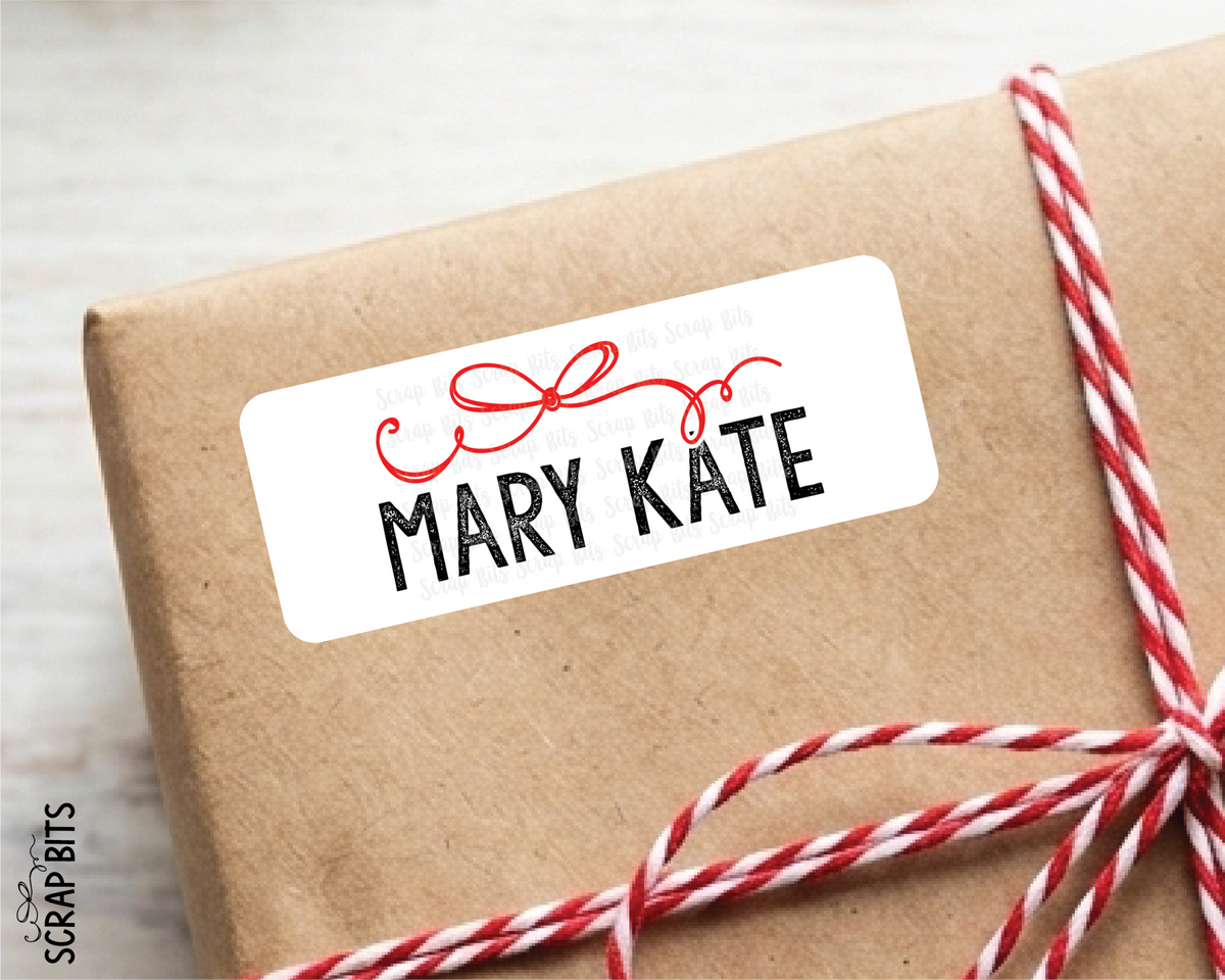 Signature Bow Name Labels, Personalized Christmas Gift Stickers - Scrap Bits
