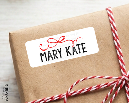 Signature Bow Name Labels, Personalized Christmas Gift Stickers - Scrap Bits