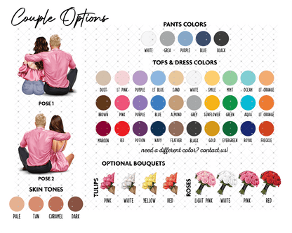 Sitting Couple Portrait Card 2, Personalized Valentine's Day Card, Custom Anniversary Card - Scrap Bits