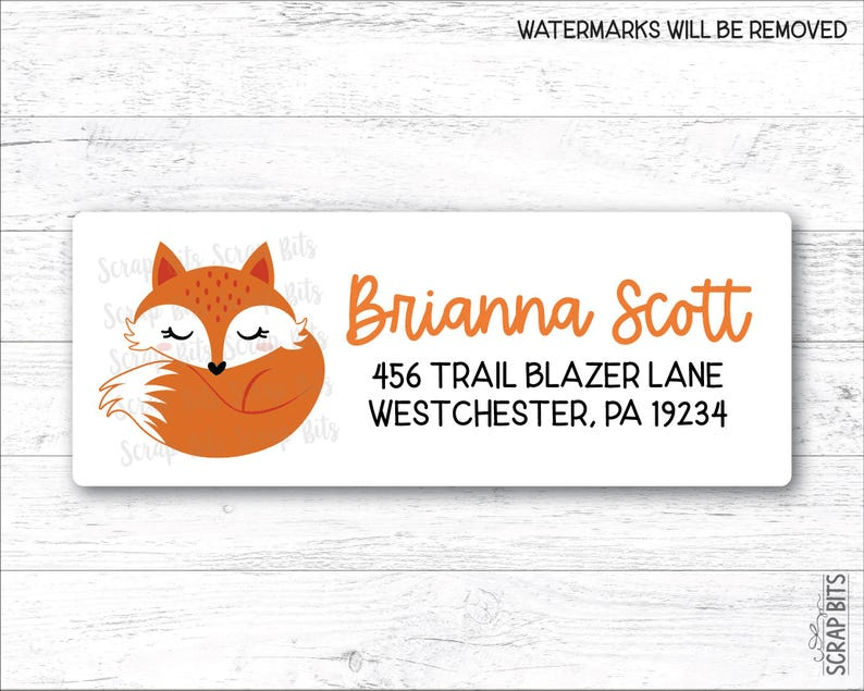 Sleeping Fox, Return Address Labels - Scrap Bits