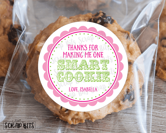 Smart Cookie Thank You, Circus Scallop Stickers or Tags - Scrap Bits