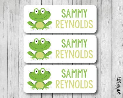 Smiling Frog Name Labels, Belonging Labels - Scrap Bits