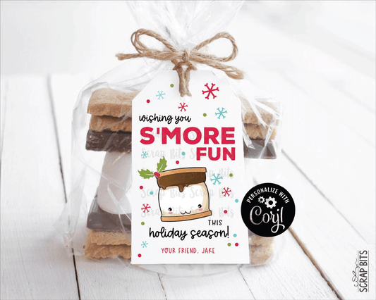 Smore Fun This Holiday Season, Printable Christmas Gift Tags, Instant Download Editable Template - Scrap Bits