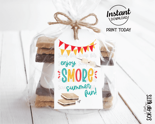 Smore Summer Fun Last Day of School Tags, Bunting Flags, Printable Instant Download - Scrap Bits