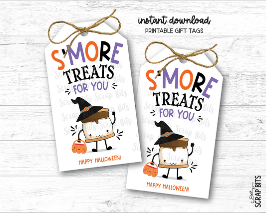 S'more Treats For You Halloween Printable Gift Tags, Instant Download - Scrap Bits