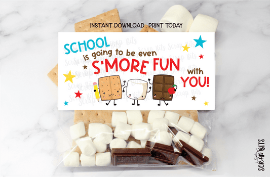 S'mores Bag Topper, School Is Going to Be Smore Fun, Favor Labels - Scrap Bits