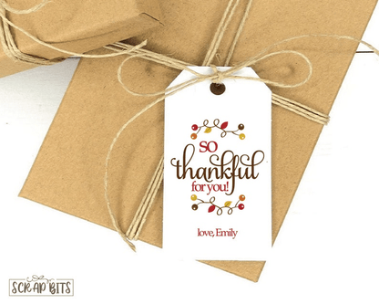 So Thankful For You, Fall Berries Personalized Thanksgiving Tags - Scrap Bits
