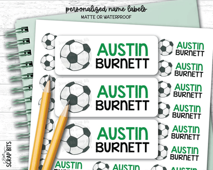 Soccer Ball Name Labels, Personalized Belonging Labels - Scrap Bits