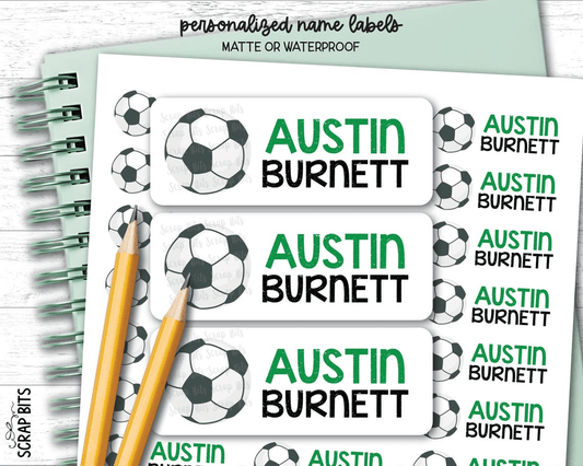 Soccer Ball Name Labels, Personalized Belonging Labels - Scrap Bits