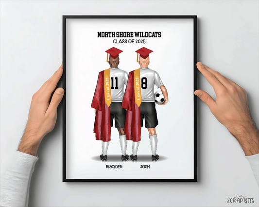 Soccer Friends Graduation Portrait Print, Custom Male Soccer Seniors Gift, Digital Download - Scrap Bits
