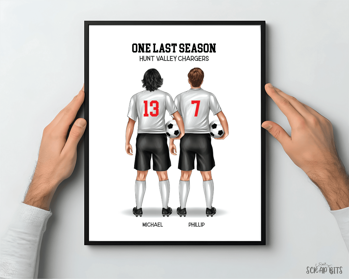 Soccer Friends (Male) Portrait Print, Custom Digital Drawing - Scrap Bits