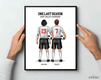 Soccer Friends (Male) Portrait Print, Custom Digital Drawing - Scrap Bits