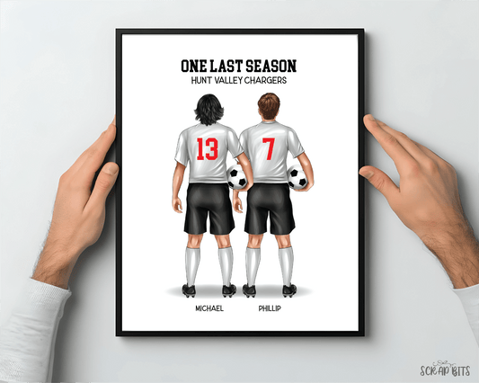 Soccer Friends (Male) Portrait Print, Custom Digital Drawing - Scrap Bits