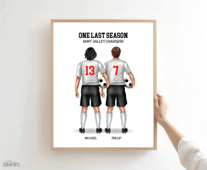 Soccer Friends (Male) Portrait Print, Custom Digital Drawing - Scrap Bits