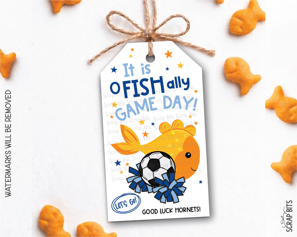 Soccer Goldfish Game Day Gift Tags, Good Luck Treat Bag Labels - Scrap Bits