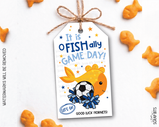 Soccer Goldfish Game Day Gift Tags, Good Luck Treat Bag Labels - Scrap Bits