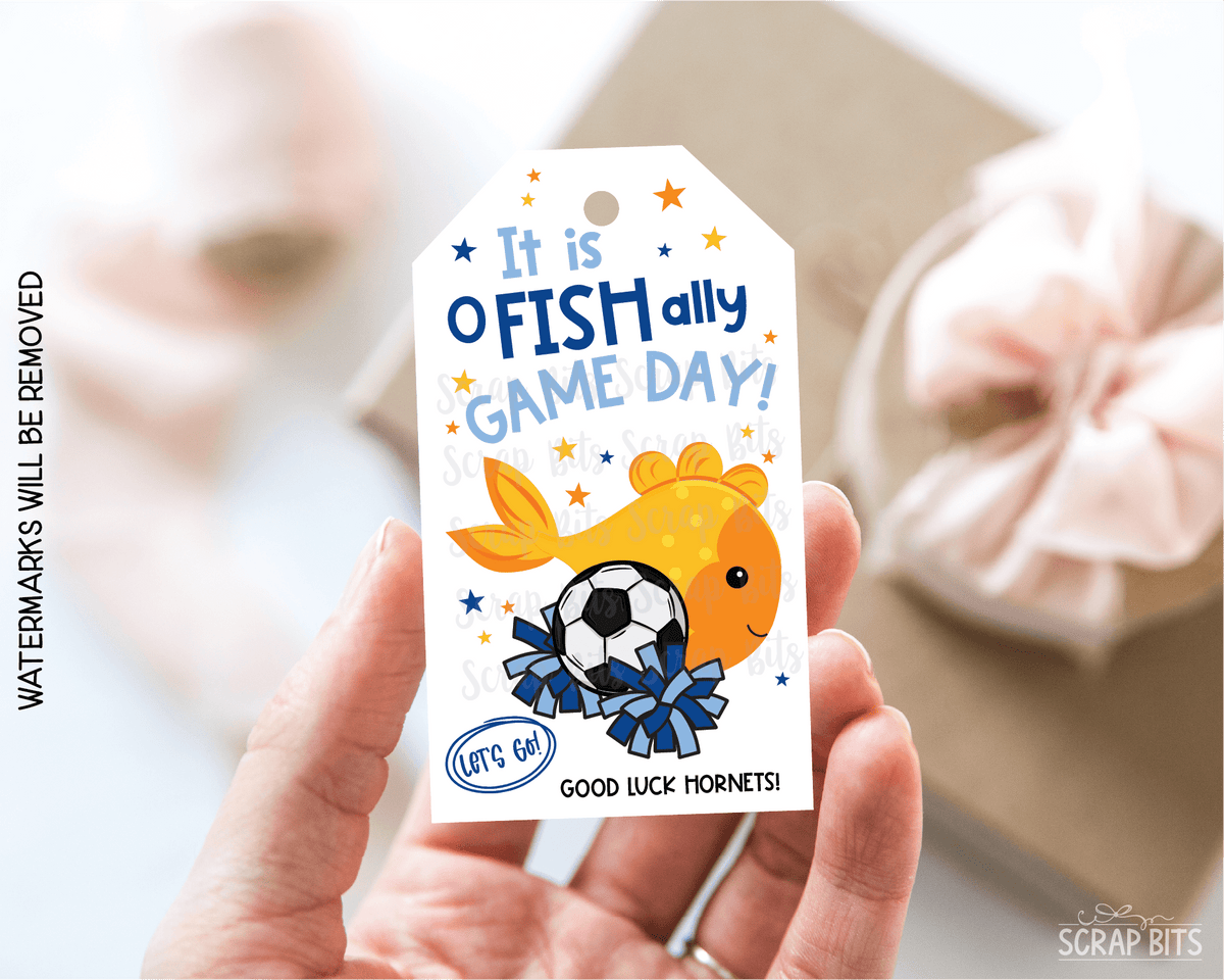 Soccer Goldfish Game Day Gift Tags, Good Luck Treat Bag Labels - Scrap Bits