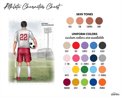 Soccer Senior Season (Male) Portrait Print, Custom Digital Drawing - Scrap Bits