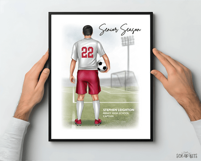 Soccer Senior Season (Male) Portrait Print, Custom Digital Drawing - Scrap Bits