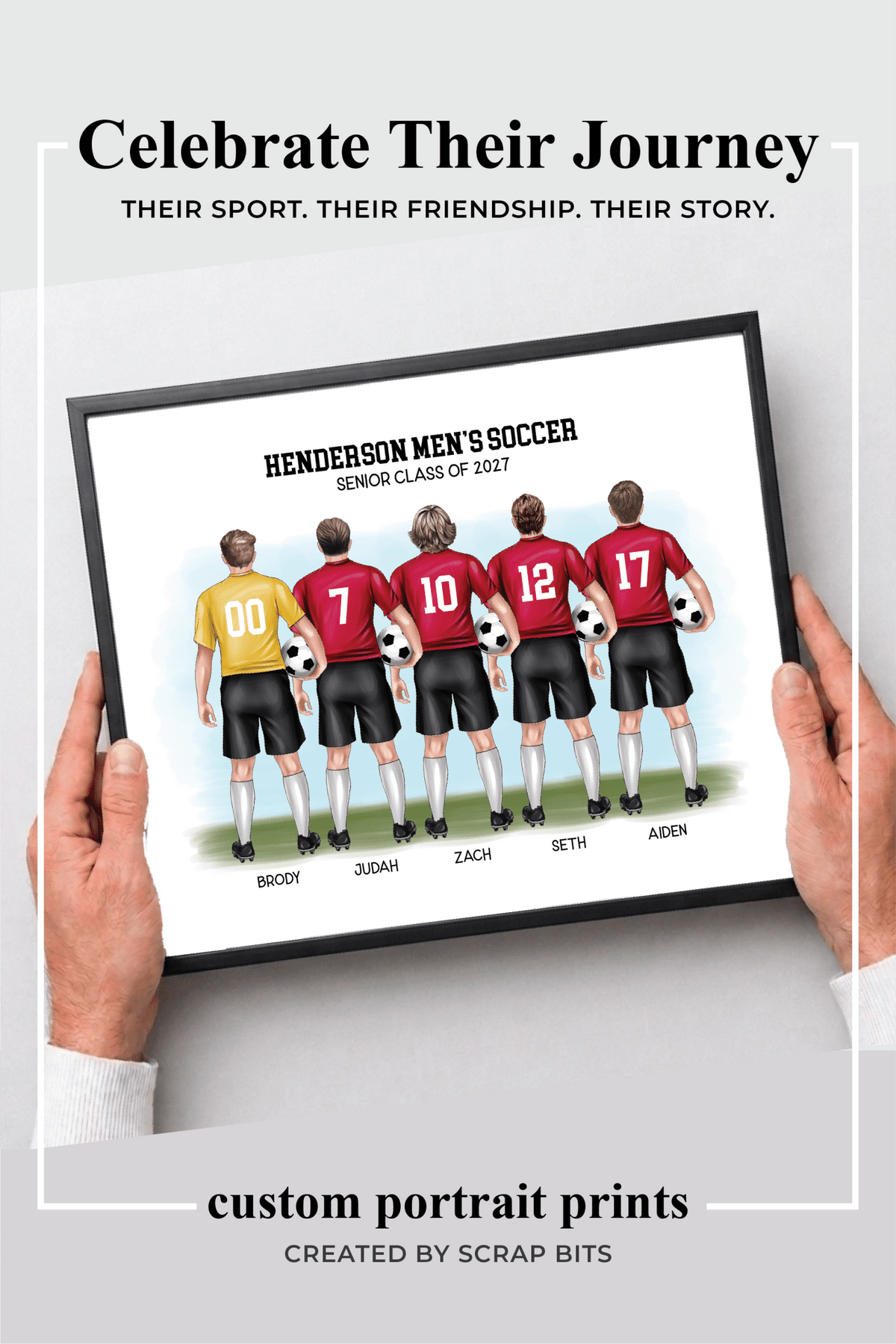 Soccer Team Portrait Print, Custom Male Soccer Team Gift, Digital Download - Scrap Bits