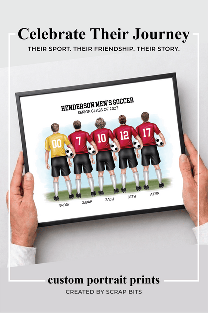 Soccer Team Portrait Print, Custom Male Soccer Team Gift, Digital Download - Scrap Bits