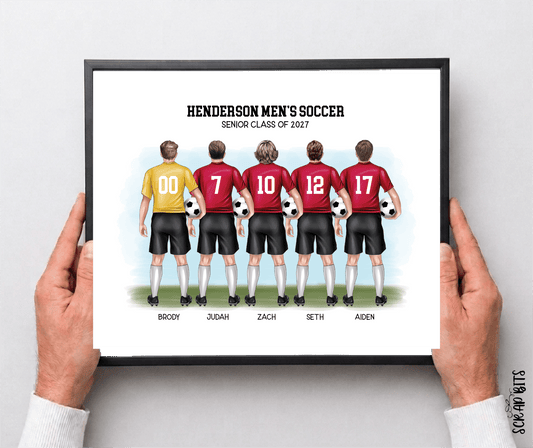 Soccer Team Portrait Print, Custom Male Soccer Team Gift, Digital Download - Scrap Bits