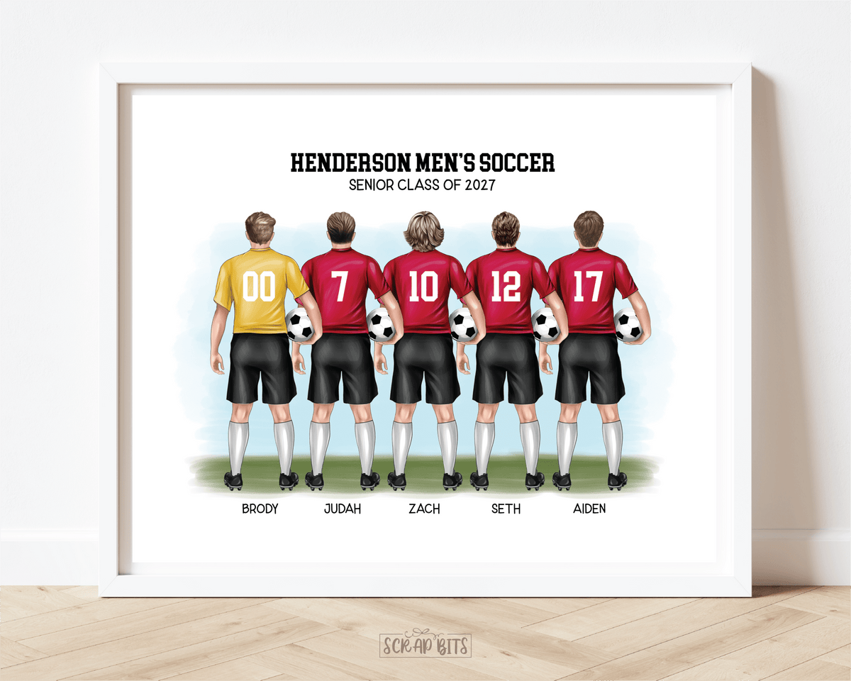 Soccer Team Portrait Print, Custom Male Soccer Team Gift, Digital Download - Scrap Bits