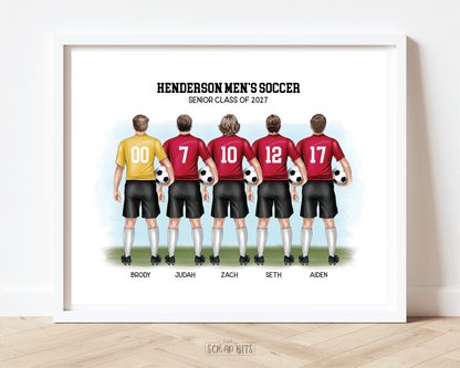 Soccer Team Portrait Print, Custom Male Soccer Team Gift, Digital Download - Scrap Bits