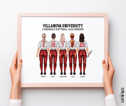 Softball Team Portrait Print, Custom Softball Team Gift, Digital Download - Scrap Bits