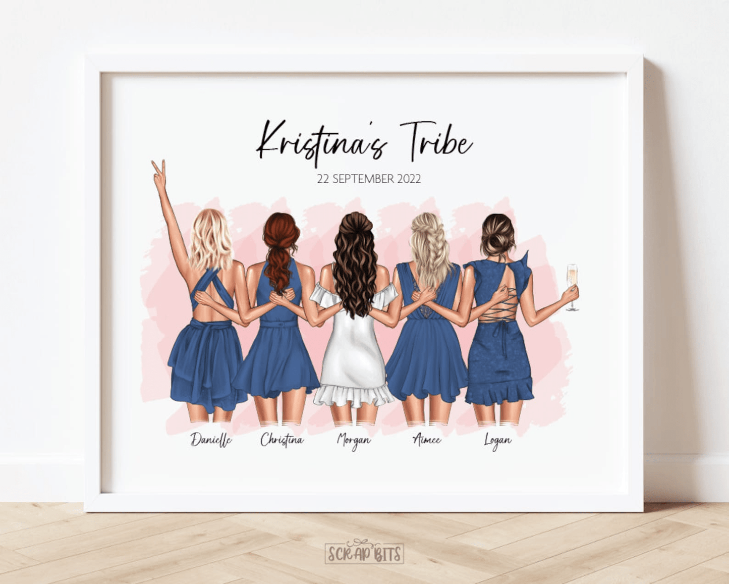 Sorority Girls Portrait Print, Custom Big Little Sister Reveal Gift . Personalized Digital Print - Scrap Bits