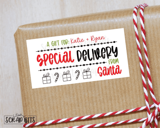 Special Delivery From Santa Stickers, From Santa Stickers . Rectangular Christmas Gift Labels - Scrap Bits