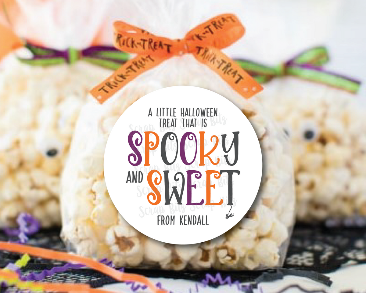 Spooky and Sweet Halloween Gift Stickers or Tags, Treat Bag Labels - Scrap Bits
