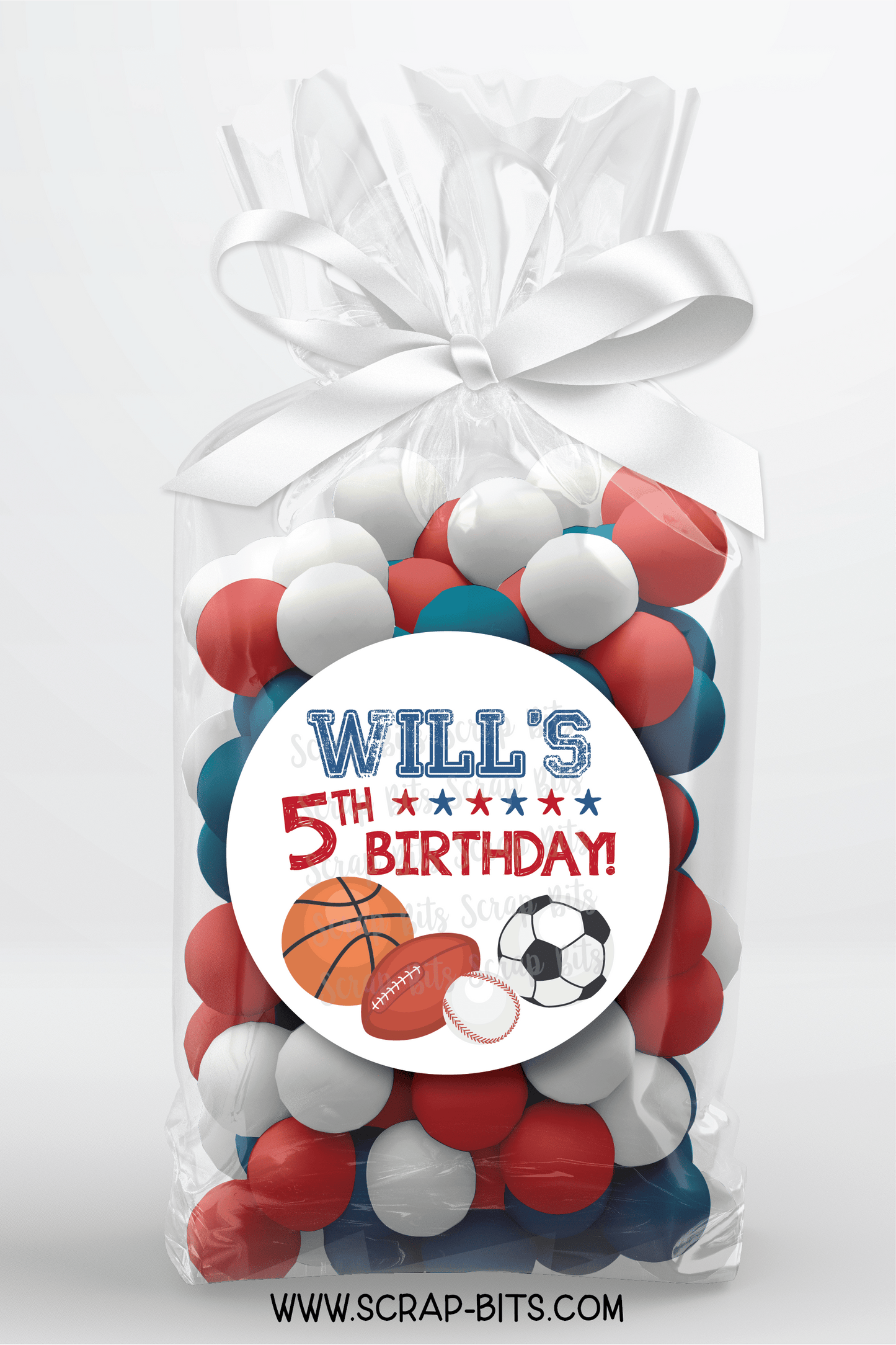Sports All Star Birthday Party Favor Stickers or Tags - Scrap Bits