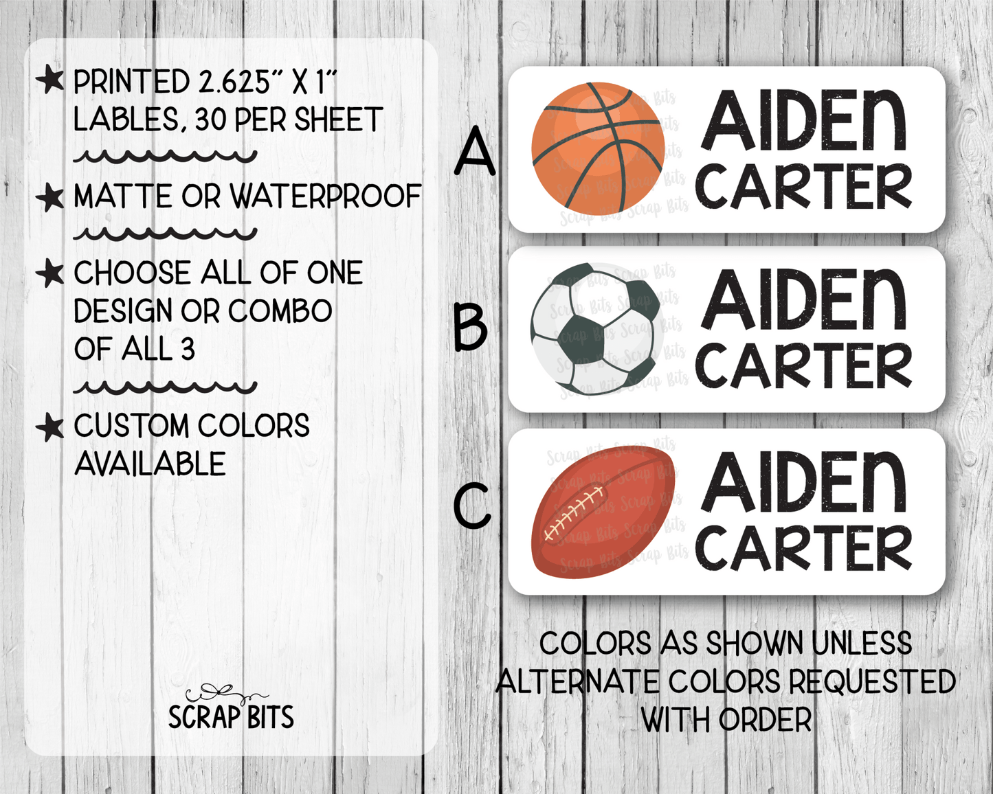 Sports Name Labels, Personalized Belonging Labels - Scrap Bits