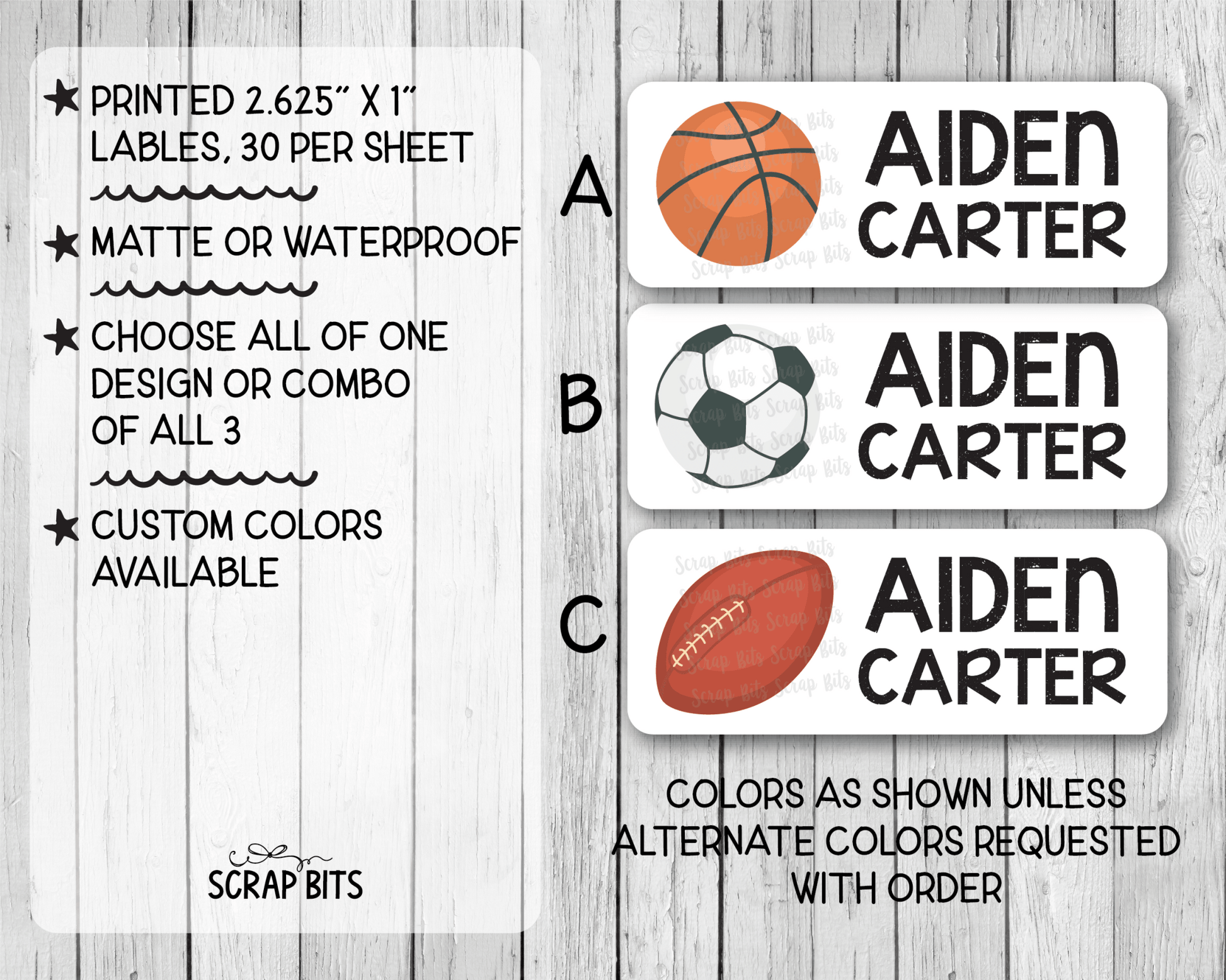 Sports Name Labels, Personalized Belonging Labels - Scrap Bits