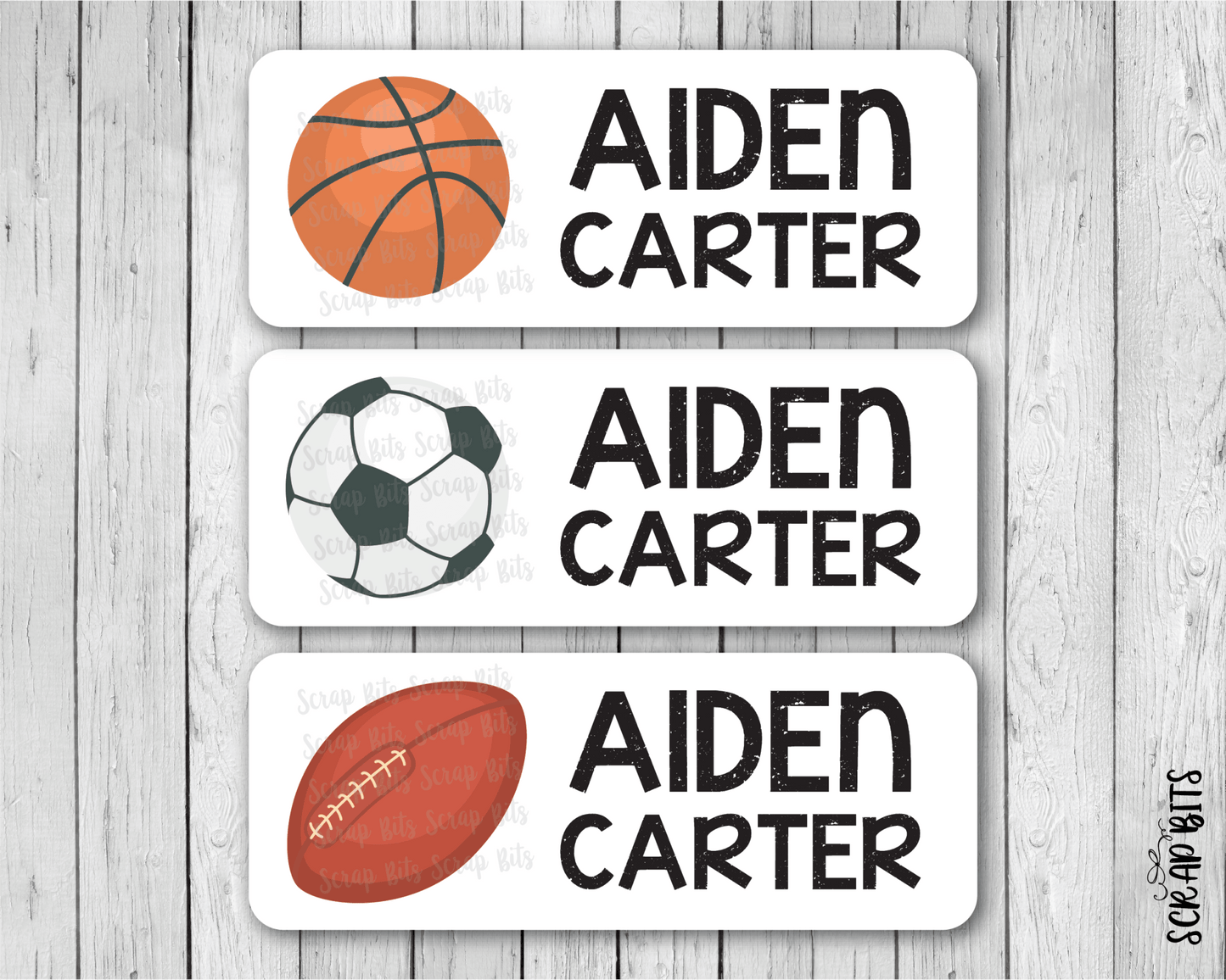 Sports Name Labels, Personalized Belonging Labels - Scrap Bits