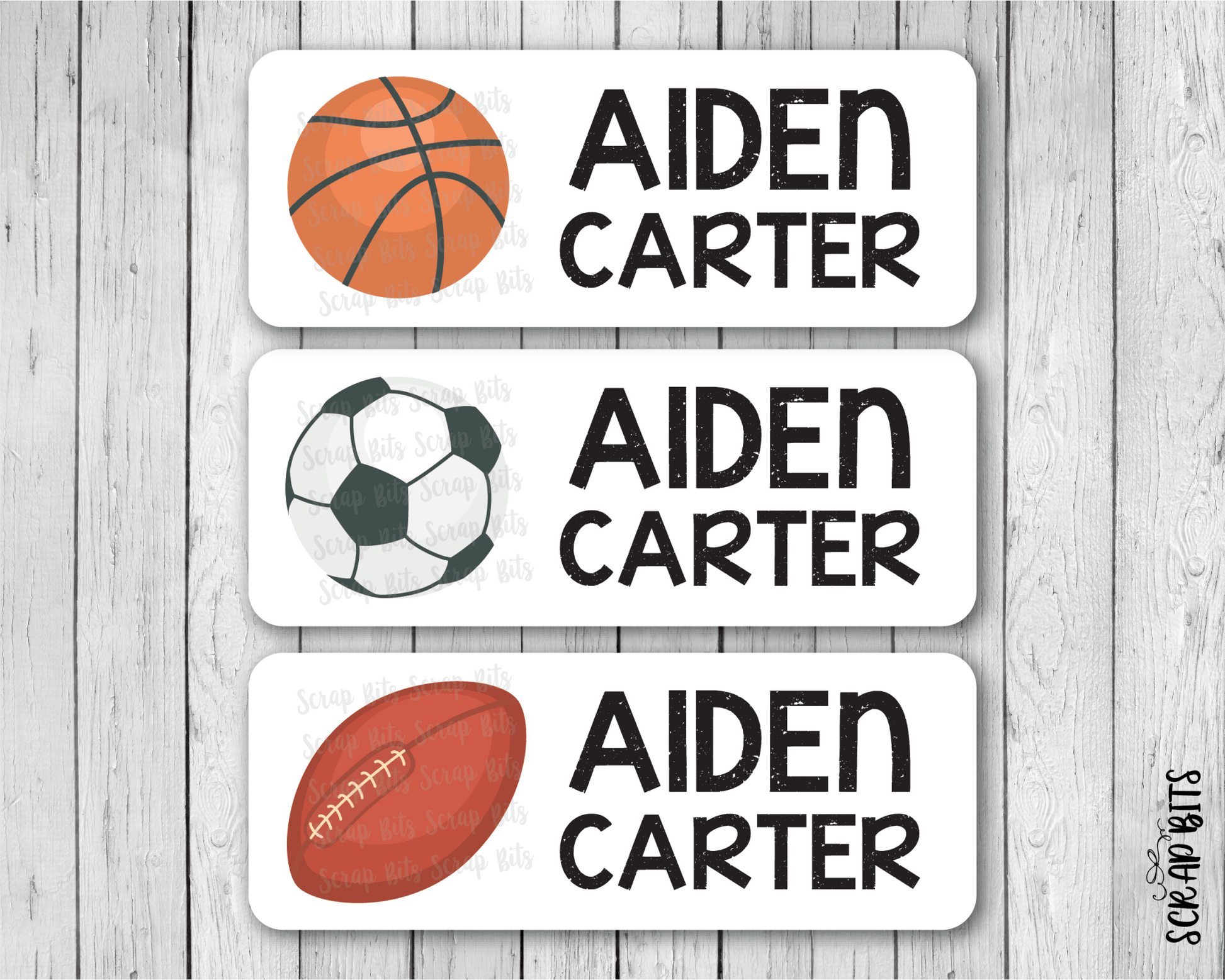 Sports Name Labels, Personalized Belonging Labels - Scrap Bits