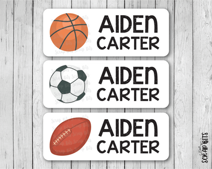 Sports Name Labels, Personalized Belonging Labels - Scrap Bits