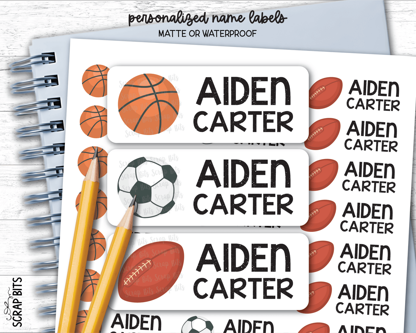Sports Name Labels, Personalized Belonging Labels - Scrap Bits