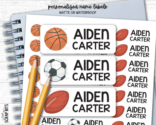 Sports Name Labels, Personalized Belonging Labels - Scrap Bits