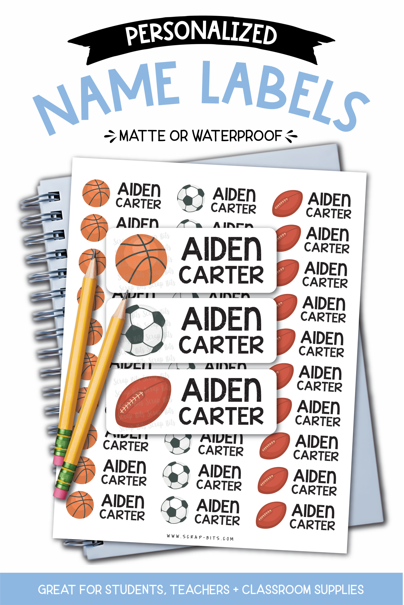 Sports Name Labels, Personalized Belonging Labels - Scrap Bits