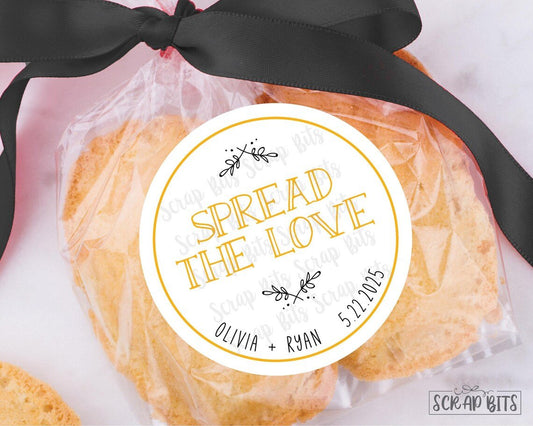 Spread The Love Quaint Doodle Sprigs, Personalized Favor Stickers or Tags - Scrap Bits