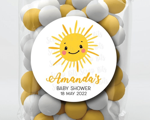Sunshine Baby Shower Favor Stickers or Tags - Scrap Bits