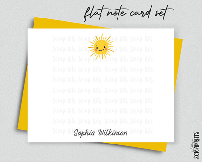 Sunshine Flat Note Card Set, Personalized Stationery Set (Copy) - Scrap Bits