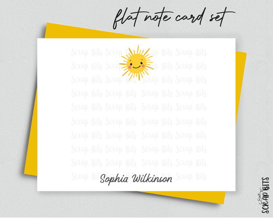 Sunshine Flat Note Card Set, Personalized Stationery Set (Copy) - Scrap Bits