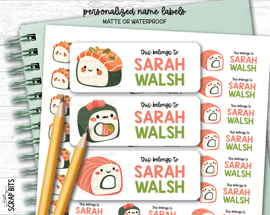 Sushi Name Labels . Personalized Belonging Labels - Scrap Bits