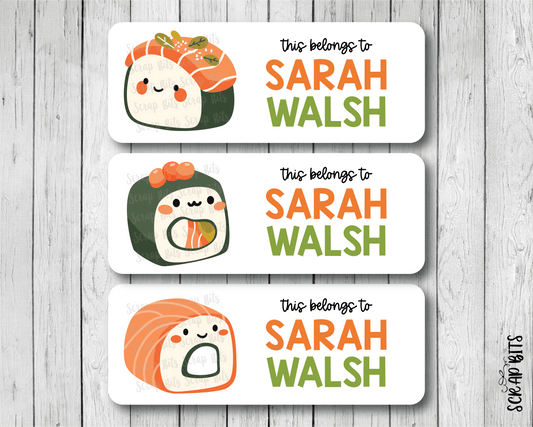 Sushi Name Labels . Personalized Belonging Labels (Copy) - Scrap Bits